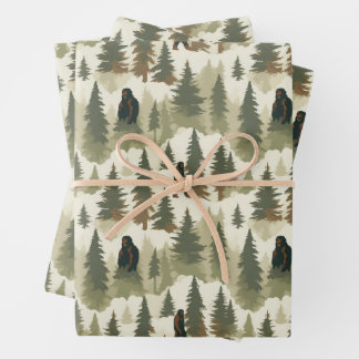 Bigfoot In the Forest Wrapping Paper Sheets