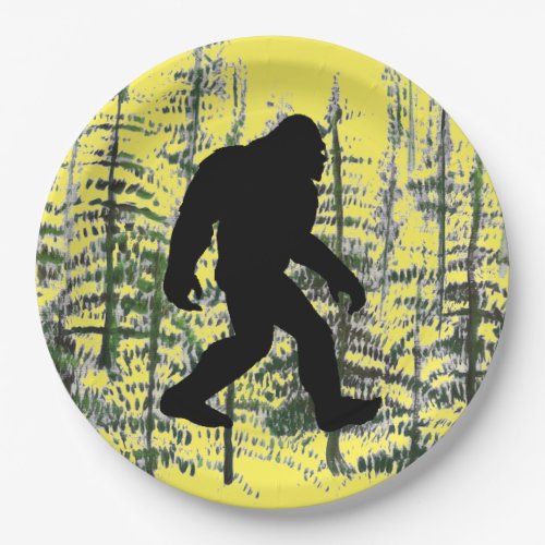 bigfoot in the woods paper plates