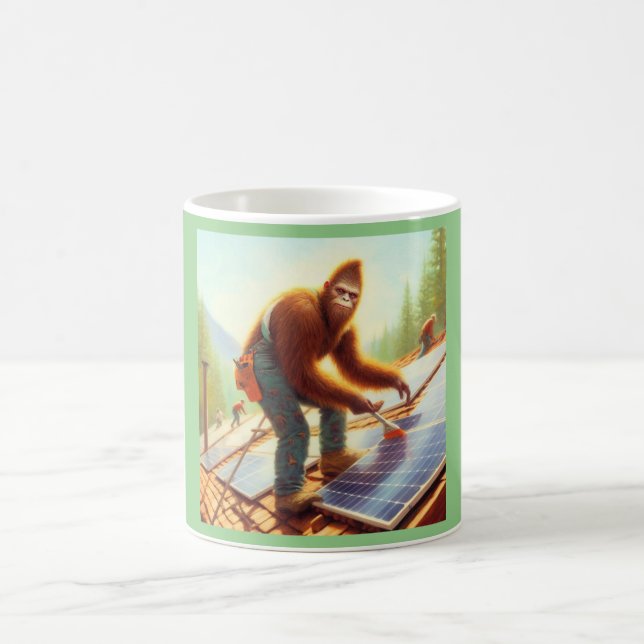 Bigfoot Installing Solar Panels Coffee Mug (Center)