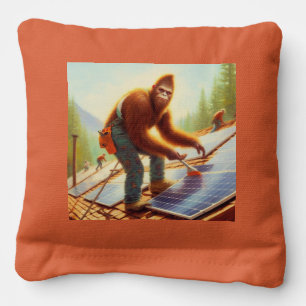 Bigfoot Installing Solar Panels Cornhole Bags