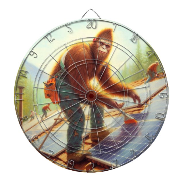 Bigfoot Installing Solar Panels Dart Board (Front)
