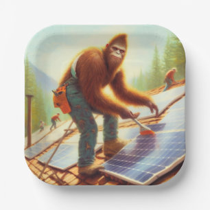 Bigfoot Installing Solar Panels Paper Plates