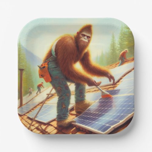 Bigfoot Installing Solar Panels Paper Plates