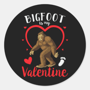 Bigfoot Is My Valentine Pajama Bigfoot Valentines Classic Round Sticker