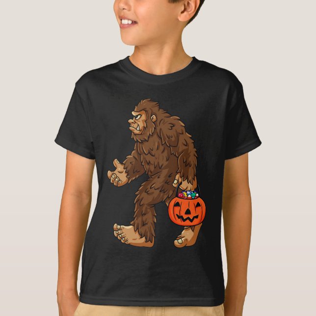 Bigfoot Jack O Lantern Fun Halloween Boys Kids Sas T-Shirt (Front)