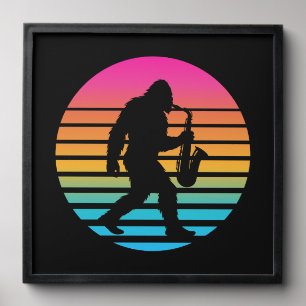 Bigfoot Jazz Saxophone Retro Sunset Design Peel And Stick Photo Tile