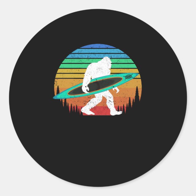 Bigfoot kayak paddling lake white water canoe classic round sticker (Front)