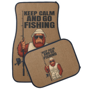 Bigfoot Keep Calm And Go Fishing Sasquatch Funny Car Floor Mat