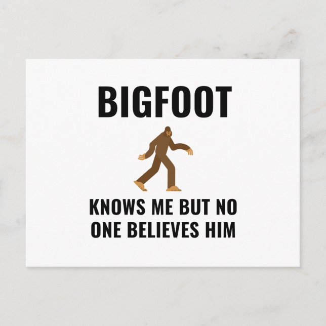 BIGFOOT KNOWS ME ANNOUNCEMENT POSTCARD (Front)