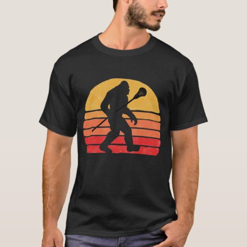 Bigfoot Lacrosse Stick Vintage Surf Sun Funny Lax T_Shirt