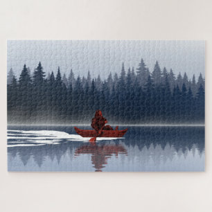 Bigfoot Lake Canoe Wilderness Pine Forest Jigsaw Puzzle