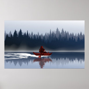 Bigfoot Lake Canoe Wilderness Pine Forest  Poster