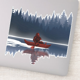 Bigfoot Lake Canoe Wilderness Pine Forest Sticker