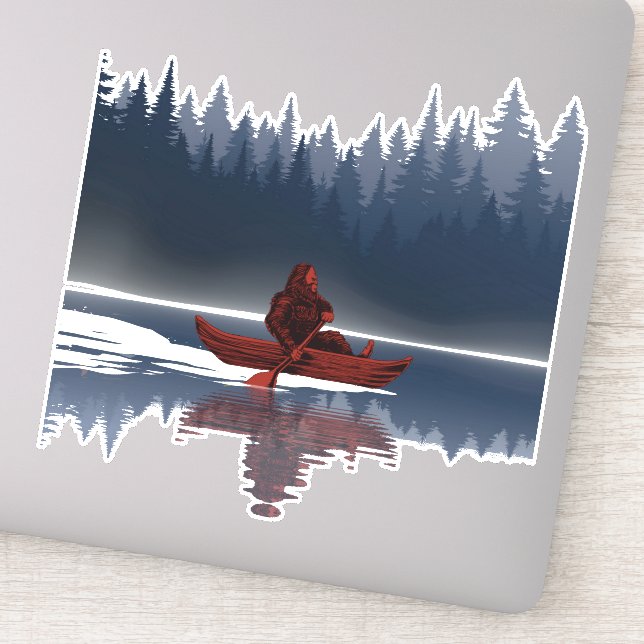 Bigfoot Lake Canoe Wilderness Pine Forest  Sticker (Detail)