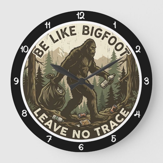 Bigfoot Leave No Trace Wilderness Large Clock (Front)