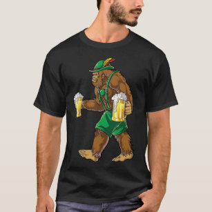 Bigfoot Lederhosen  Oktoberfest Men Prost Beer T-Shirt