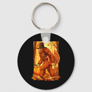 Bigfoot Lgrim Turkey Pumpkin Thanksgiving Day Funn Keychain