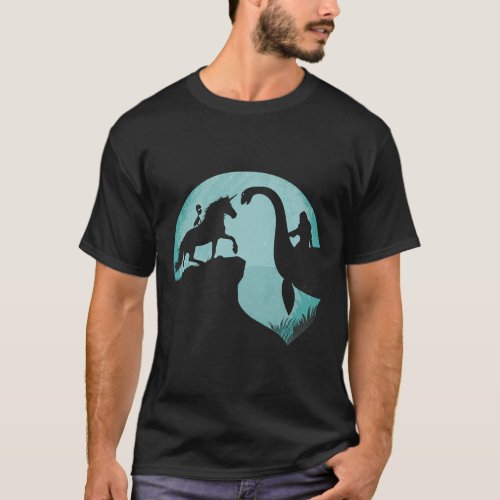 Bigfoot Loch Ness Monster With Mothman Aliens Funn T_Shirt