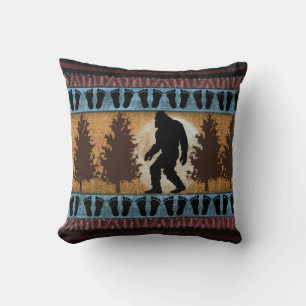 Bigfoot Lodge Pillow, Sasquatch Throw Pillow
