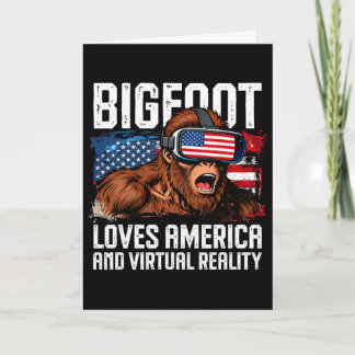 Bigfoot Loves America And Virtual Reality Funny 4t Card