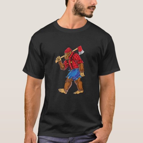 Bigfoot Lumberjack T shirt Sasquatch Carpenter Men