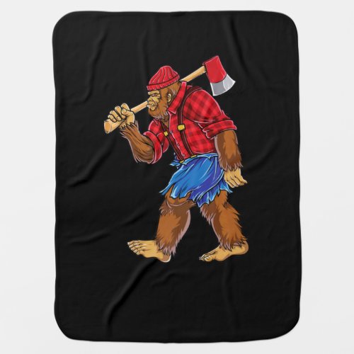 Bigfoot Lumberjack T shirt Sasquatch Carpenter Men Baby Blanket
