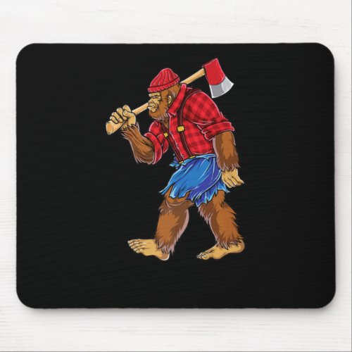 Bigfoot Lumberjack T shirt Sasquatch Carpenter Men Mouse Pad