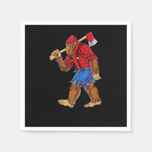 Bigfoot Lumberjack T shirt Sasquatch Carpenter Men Napkins