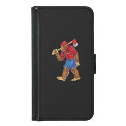 Bigfoot Lumberjack T shirt Sasquatch Carpenter Men Samsung Galaxy S5 Wallet Case