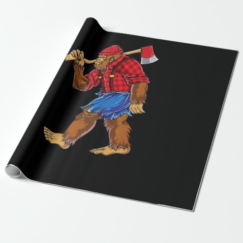 Bigfoot Lumberjack T shirt Sasquatch Carpenter Men Wrapping Paper