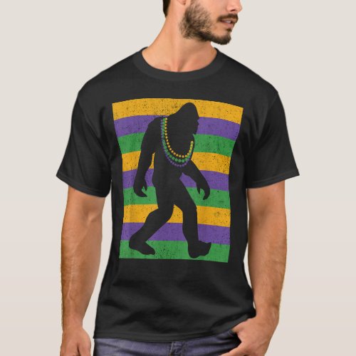 Bigfoot Mardi Gras Sasquatch Funny Men Kids Gift   T_Shirt