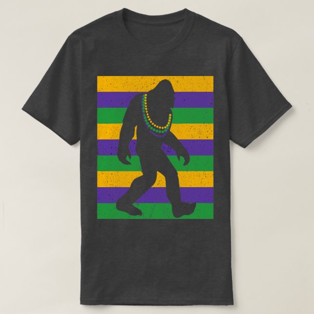 Bigfoot Mardi Gras Sasquatch TShirt (Design Front)