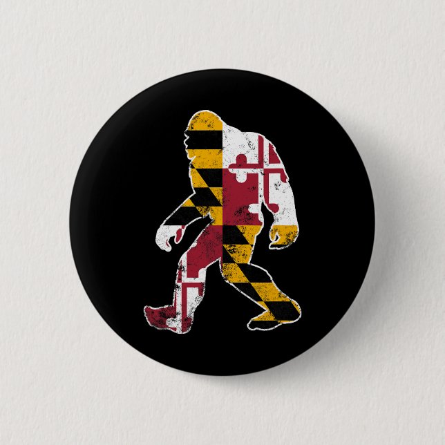 Bigfoot Maryland Flag State Sasquatch Men Women Ki Button (Front)