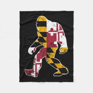 Bigfoot Maryland Flag State Sasquatch Men Women Ki Fleece Blanket