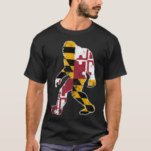 Bigfoot Maryland Flag State Sasquatch Men Women Ki T-Shirt
