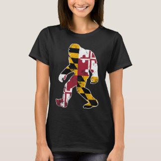 Bigfoot Maryland Flag State Sasquatch Men Women Ki T-Shirt
