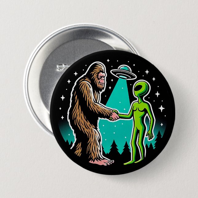 Bigfoot Meets Alien Button (Front & Back)