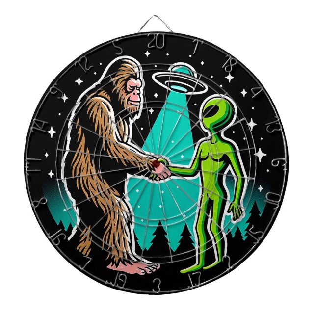 Bigfoot Meets Alien Dart Board (Front)
