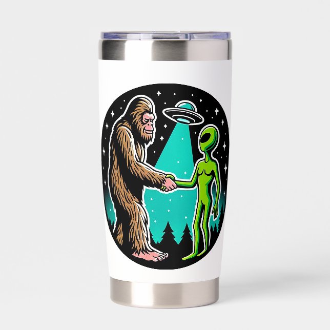 Bigfoot Meets Alien Insulated Tumbler (Front)