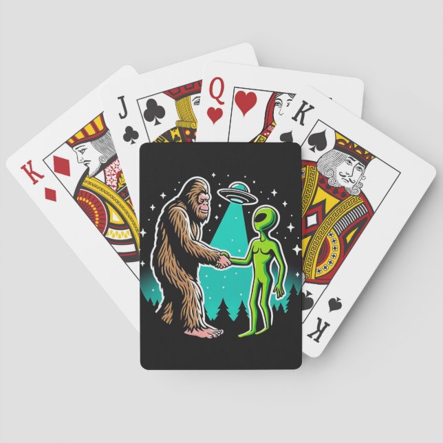 Bigfoot Meets Alien Poker Cards (Back)