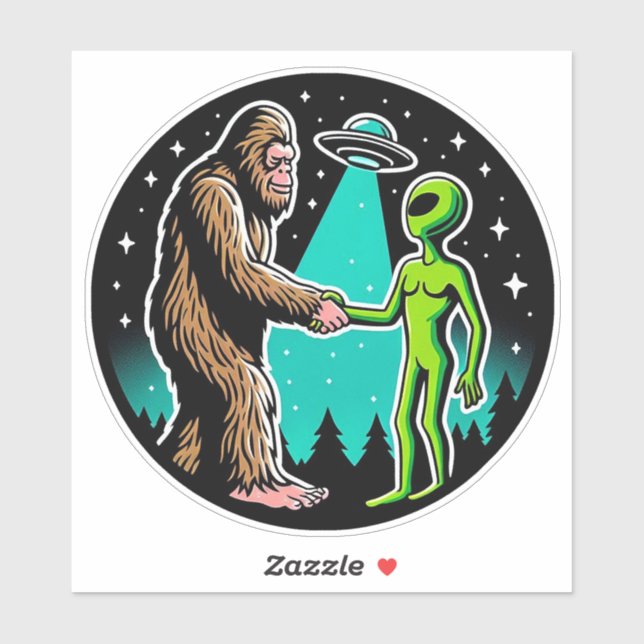 Bigfoot Meets Alien Sticker (Sheet)