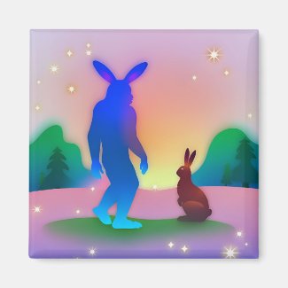 Bigfoot meets Easter Bunny Magnet