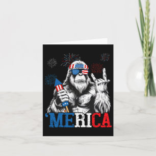 Bigfoot Merica 4th Of July Funny Boys Men Sasquatc Card