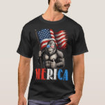 Bigfoot Merica American Flag Patriotic 4Th Of July T-Shirt