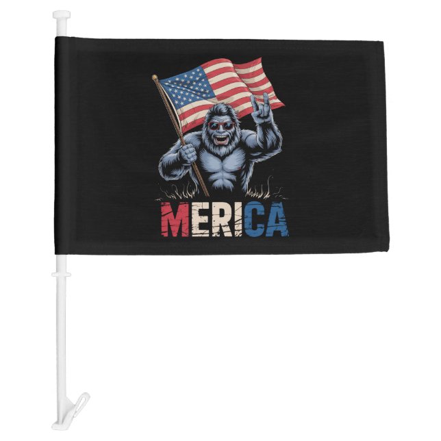 Bigfoot Merica Rock American Flag Patriotic  (Front)