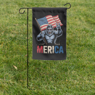 Bigfoot Merica Rock American Flag Patriotic 