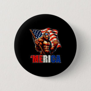 Bigfoot merica rock american flag patriotic 4th of button