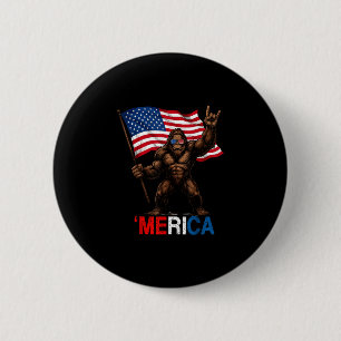Bigfoot merica rock american flag patriotic 4th of button