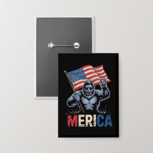 Bigfoot Merica Rock American Flag Patriotic  Button