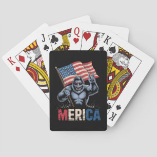 Bigfoot Merica Rock American Flag Patriotic  Poker Cards